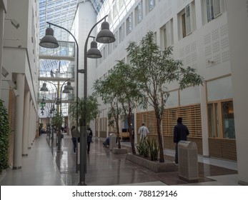 Oslo, Norway April 2017: Inside View Of Architecture In Oslo University Hospital Rikshospitalet