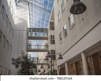 Oslo, Norway April 2017: Inside View Of Architecture In Oslo University Hospital Rikshospitalet