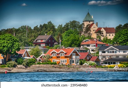 Oslo, Norway. Beautiful City Architecture And Colors In Summer Season.