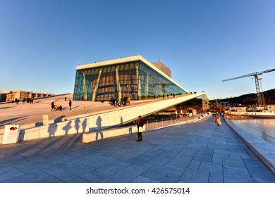 Oslo, Norway - February 27, 2016: The Oslo Opera House, home of The Norwegian National Opera and Ballet and the national opera theatre. It is situated in the Bjorvika neighborhood of central Oslo.