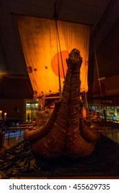 OSLO, NORWAY - JULY 1, 2016: It's A Boat Of Papyrus Ra-2, On Which Thor Heyerdahl Made A Transatlantic Crossing.