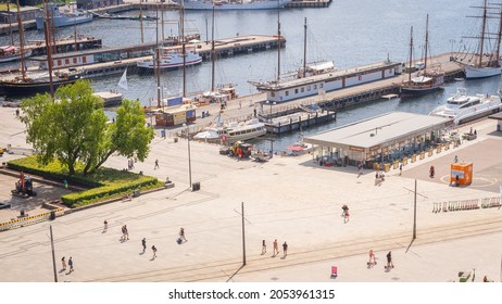 Oslo, Norway - July, 2021: Rådhusplassen near Oslo City Hall and Oslofjord