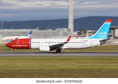 OSLO, NORWAY - Jun 22, 2022: Low Cost Carrier Norwegian Airlines Departing Oslo For A Flight