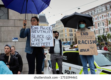 Oslo Norway June 06, 2020: Thousands Of People Gather In City Streets Against Police Brutality And The Senseless Murder Of George Floyd By Minneapolis Police Department.