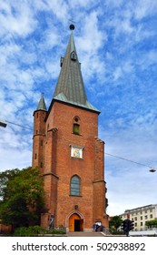 OSLO, NORWAY - JUNE 10, 2016: St. Olav's Cathedral Is Cathedral Of Roman Catholic Diocese Of Oslo And Parish Church