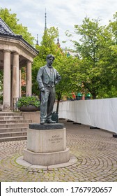 Oslo, Norway - June 24, 2019: Statue Of Composer Johan Halvorsen Near Norwegian National Theater.