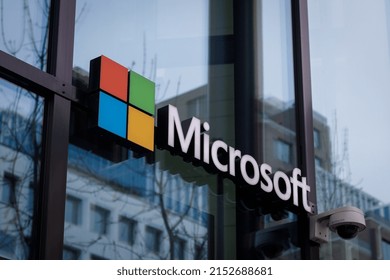 Oslo, Norway. May 01, 2021: Microsoft Logo At Office Building, Sign.