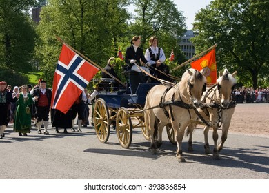 OSLO / NORWAY  - May 17th  2009: National Day In Norway. Traditional Celebration And Parade On Karl Johans Gate Street.