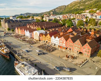 Oslo, Norway - September 10, 2022: Aerial Drone Photo Bergen Norway