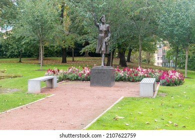 Oslo, Norway - September 24, 2021: Bronze Statue Of Crown Princess Martha Of Norway, By Kirsten Kokkin.