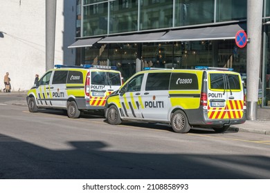 Oslo, Norway - September 25, 2021: Norwegian Police (politi) VAN Cars.