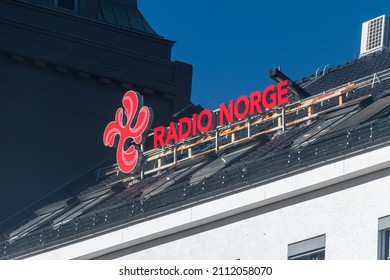Oslo, Norway - September 25, 2021: Emblem of Radio Norge. Radio Norge (formerly Kanal 4 and Kanal 24) is a Norwegian radio station with headquarters in Bergen.