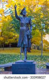 Oslo, Norway. Statue Of The Princess Martha Of Sweden Near Royal Palace In Oslo. Taken On 2015/10/25