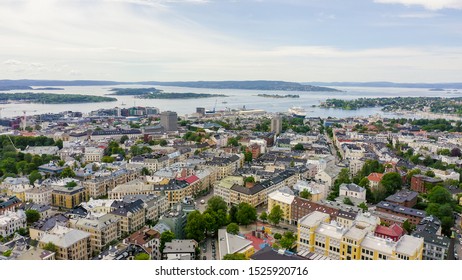 Oslo, Norway. View Of The City And Oslo Fjord, From Drone  