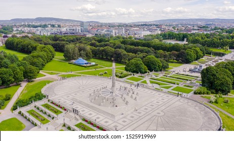 Oslo, Norway. Vigeland Sculpture Park. Vigelandsparken. Frogner Park, From Drone  