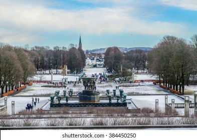 Oslo, Norway. Vigeland's park during the winter day. Taken on 2016/02/23