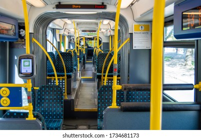 Oslo/Norway-05 17 2020: Empty Tram In Oslo On 17th Of May, National Day Of Norway.