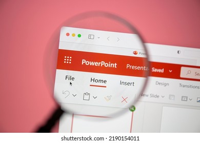Ostersund, Sweden - Aug 15 2022: Microsoft PowerPoint Closeup On A Computer Screen. Microsoft PowerPoint Is A Presentation Program.