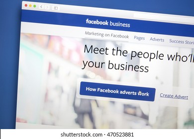 Ostersund, Sweden - Aug 18, 2016: Facebook Business Page On A Computer Screen. Facebook Is The Most Visited Social Network In The World.