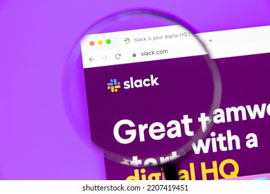 Ostersund, Sweden - Sep 28, 2022: Slack Website. Slack Is A Messaging Program Designed Specifically For The Office.