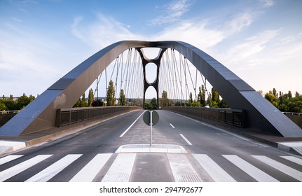 Osthafen Bridge In Frankfurt, Gemany