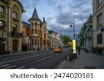 Ostozhenka street in Moscow, Russia. Cozy cityscape of Moscow. Architecture and landmarks of Moscow.