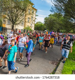 OSTRAVA / CZECH REPUBLIC - AUGUST 17, 2019: People Attending The Very First Gay Pride Parade In The Moravian City Of Ostrava, Czech Republic.