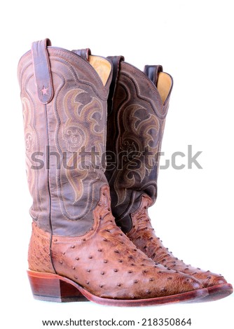 Ostrich leather boots isolated on a white background
