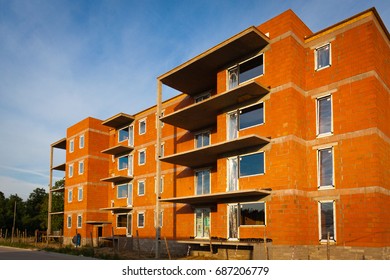 Ostrow, Poland - June 13,2016: Multifamily Building Under Construction.