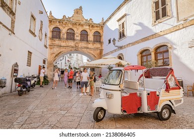 OSTUNI, PUGLIA - ITALY - SEPTEMBER 13, 2021: Ostuni, known as the 'White City' is one of Puglia's top travel destinations.