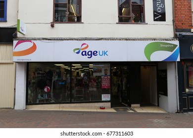 Oswestry, Shropshire, England, UK. 7 July 2017. Age UK Charity Shop.