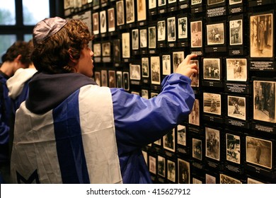 OSWIECIM, POLAND - APRIL 16, 2015: International Holocaust Remembrance Day. People From The All The World Meets On The March Of The Living In German Concentration Camp In Auschwitz Birkenau.Poland 