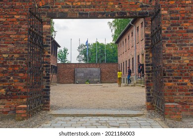 Oswiecim, Poland - July 11th 2018. Visitors at the Auschwitz concentration camp