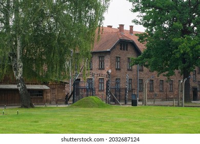 Oswiecim, Poland - July 11th 2018. The entrance to the Auschwitz concentration camp in Poland
