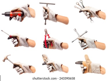 Other tools Leather gloves, safety first - Shutterstock ID 243390658