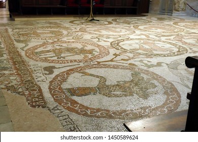 OTRANTO, ITALY - APR 8, 2019 - Biblical Figures On The Mosaic Floor Of The Cathedral In Otranto, Puglia, Italy