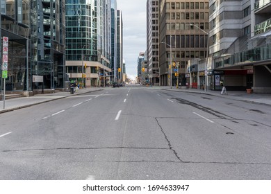 OTTAWA - APRIL 4, 2020: Empty Streets In Ottawa, Canada’s Capital, Under COVID-19 Coronavirus Pandemic Lockdown 