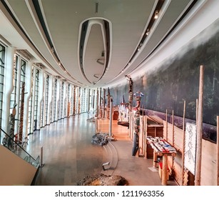 OTTAWA, CANADA - 10 OCTOBER 2018: View of the interior of the Canadian Museum of History. Located across the Ottawa River from Parliament Hill, the museum was designed by Aboriginal architect Douglas 