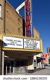 Ottawa, Canada - December 29, 2020: The ByTowne Cinema on Rideau Street is a repertory movie theatre that is forced to close its doors because of Covid-19. It opened as the Nelson Theatre in 1947 