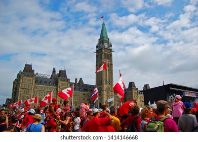 OTTAWA, CANADA - JULY 1, 2009: People On Canada Day In Parliament Hill, Ottawa, Ontario, Canada.