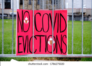 Ottawa, Canada.  July 22nd, 2020. Protesters Join ACORN Canada Calling For Extension Of Ontario Rent Forgiveness And Eviction Moratorium