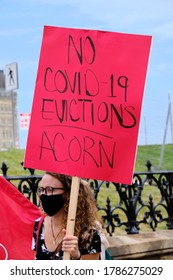 Ottawa, Canada.  July 22nd, 2020. Protesters Join ACORN Canada Calling For Extension Of Ontario Rent Forgiveness And Eviction Moratorium