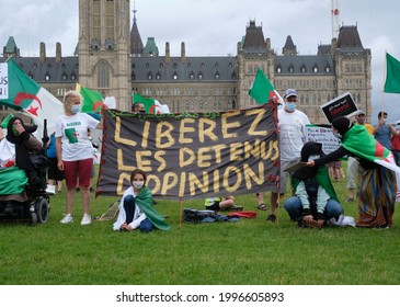 Ottawa, Canada.  June 21, 2021.  Members Of The Algerian Community In Canada Rally In Front Of The Parliament To Urge The Canadian Government To Condemn The Escalation Of Repression In Algeria