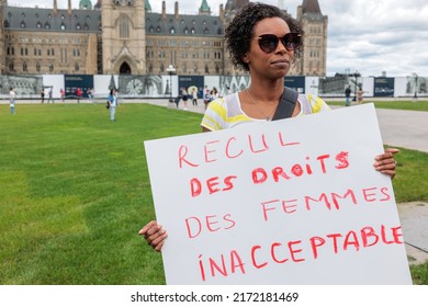 Ottawa, Canada – June 27 2022: Women Gather On Parliament Hill To Support Woman's Reproductive Rights And The Right To Choose