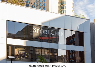 Ottawa, Canada - May 23, 2021: Sportchek Store In Downtown Of The City On A Sunny Day. Sport Chek Is A Large Canadian Retailer Of Sporting Clothing And Sports Equipment.