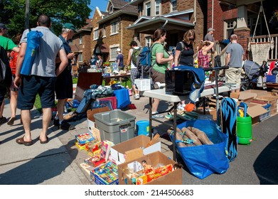 Ottawa, Canada - May 26, 2012;  Thousands Of People Gather At The Annual Glebe Neighborhood Garage Sale Which Takes Place For Several Blocks IN The Glebe Area Of Ottawa, Ontario. 