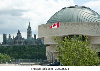 OTTAWA, CANADA - May 26, 2015: The Canadian Museum Of History (formerly The Canadian Museum Of Civilization) Is A Modern Building Designed By Douglas Cardinal