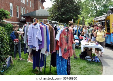 OTTAWA, CANADA - MAY 29: Thousands Of People Gather At The Annual Glebe Neighborhood Garage Sale Which Takes Place For Several Blocks In The Glebe Area Of Ottawa, Ontario May 29, 2010.