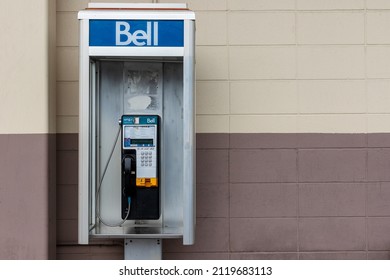 Ottawa, Canada - October 16, 2021: Bell public phone booth