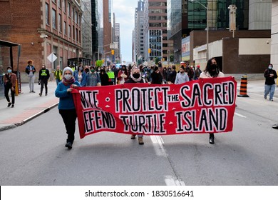 Ottawa, Canada.  October 9th, 2020. First Nation Community Hold An Indigenous Day Of Rage Against Colonialism March Through Streets. March Through The Street Of Ottawa To Protest Systemic Racism 